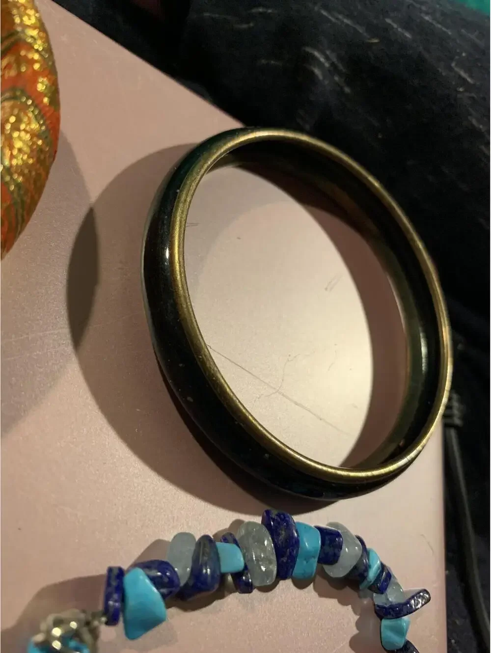 Vintage Black and Gold Bangle Bracelet